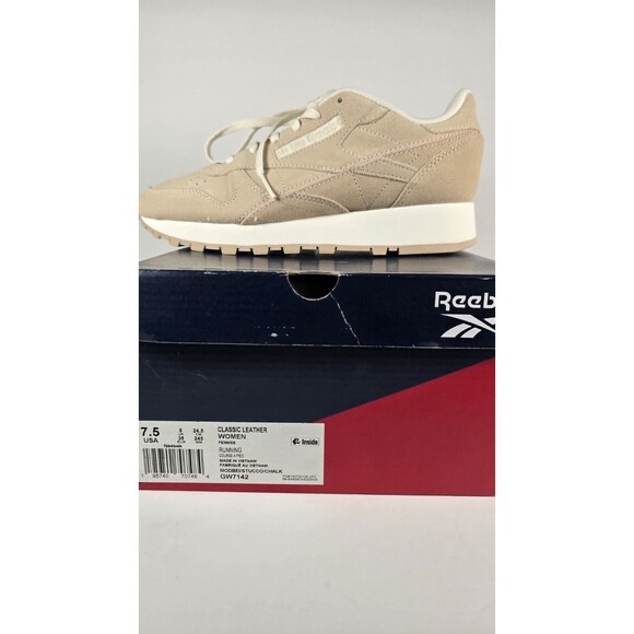Reebok Classic Leather Womens Beige Running Lace Up Shoes Sneakers 7.5 - Picture 8 of 8